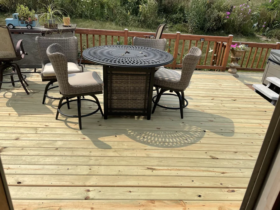 Finished deck boards and outdoor deck area
